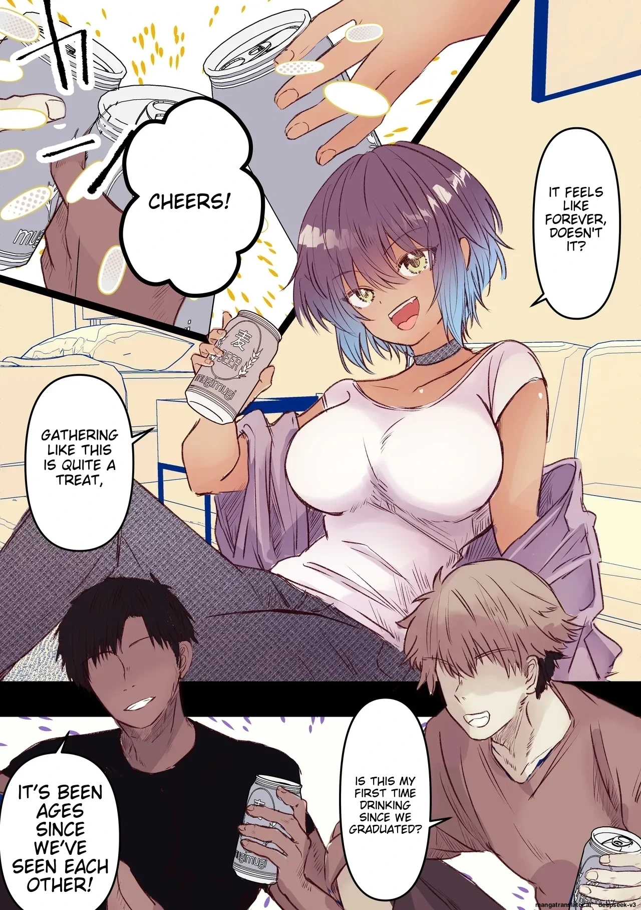 (AI Translation)[Marinemate] Boyish de Kyonyuu na Kanojo ga Mukashi no Otoko Tomodachi to Nomikai ni Itta Kiri