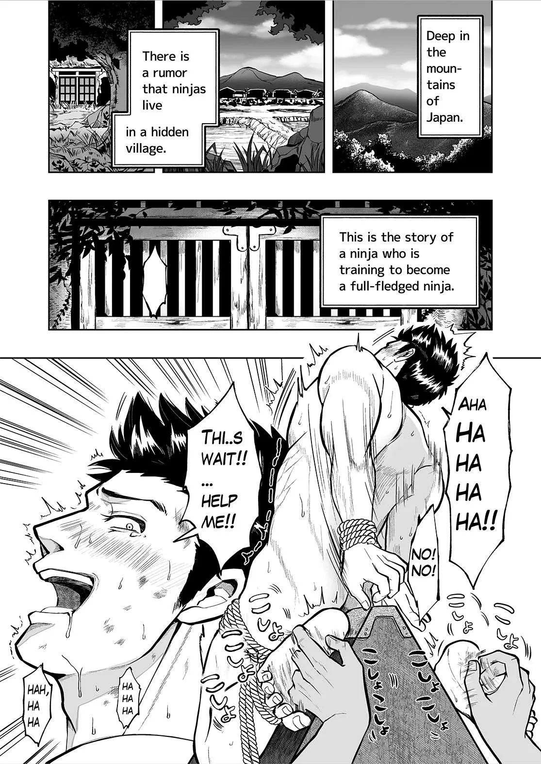 [BG Honda] A masochistic ninja is tickled on the soles of his feet and glans with hands and brushes [English]
