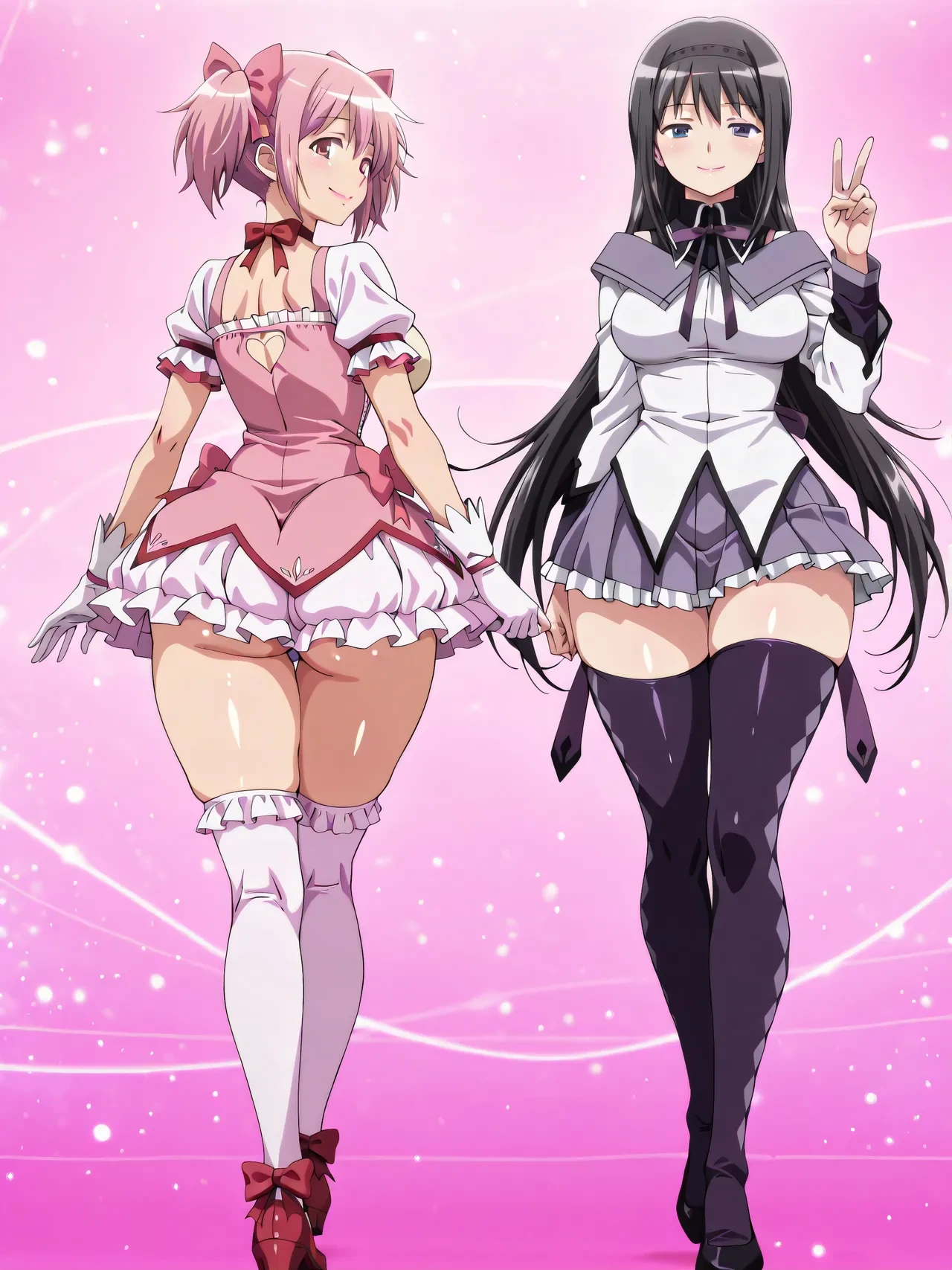 (Plushie Ai 69) Madoka Kaname x Homura Akemi (Puella Magi Madoka Magica) (Patreon)[AI Generated]