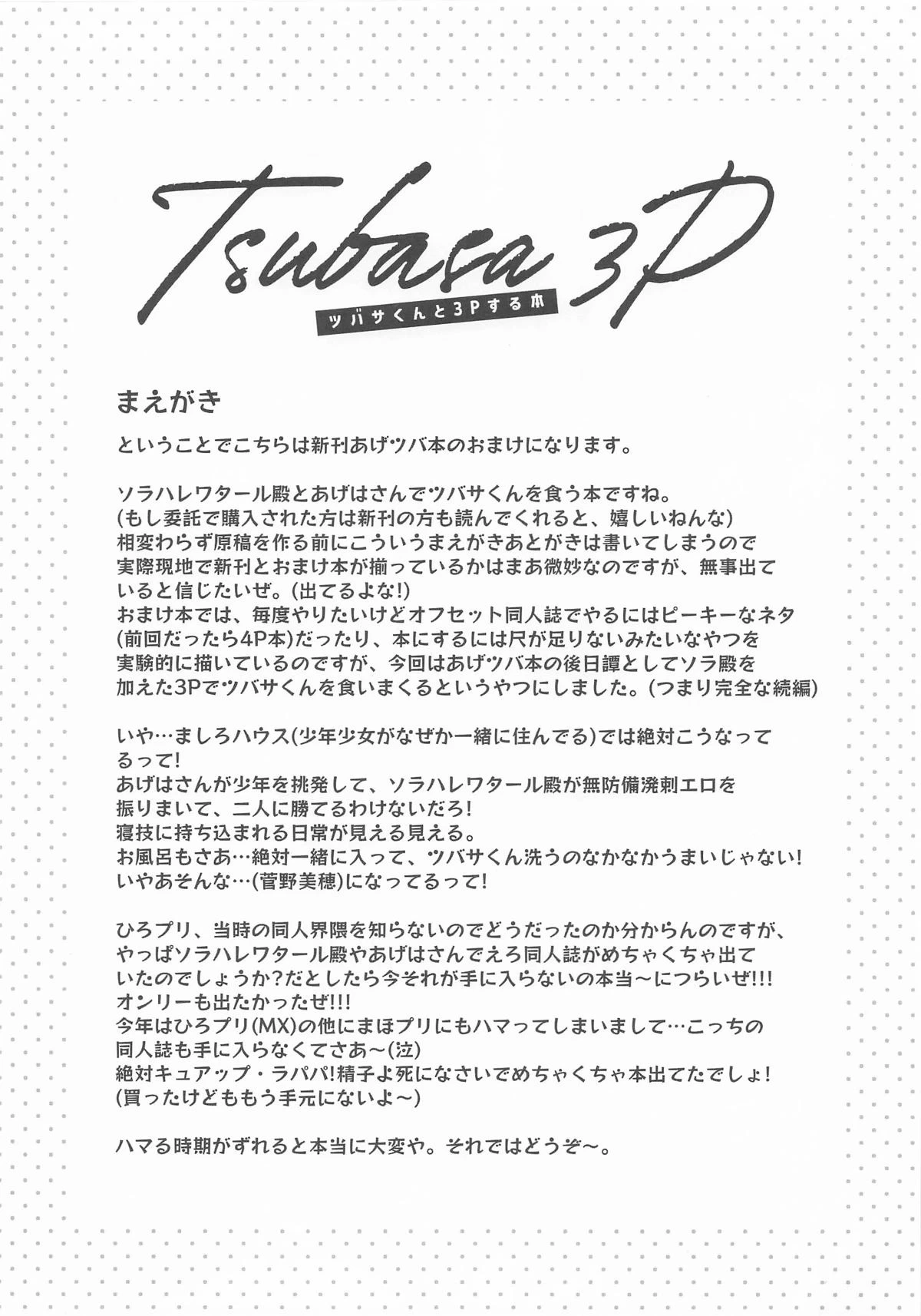 (C106) [cloudair (Katsuto)] Tsubasa-kun to 3P suru Hon - Book about having a threesome with Yunagi Tsubasa (Hirogaru Sky! Precure)