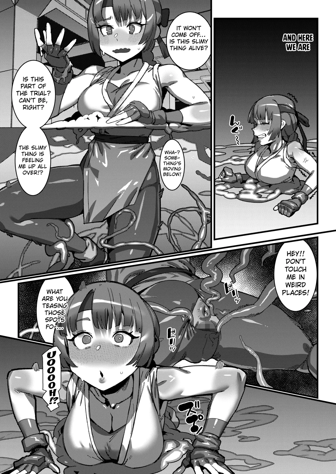 [Downer (Circle Kaeru Tofu)] Yuri and Mai from KOF fall into a  tentacle trap disguised as the floor [English] [Kuraudo]