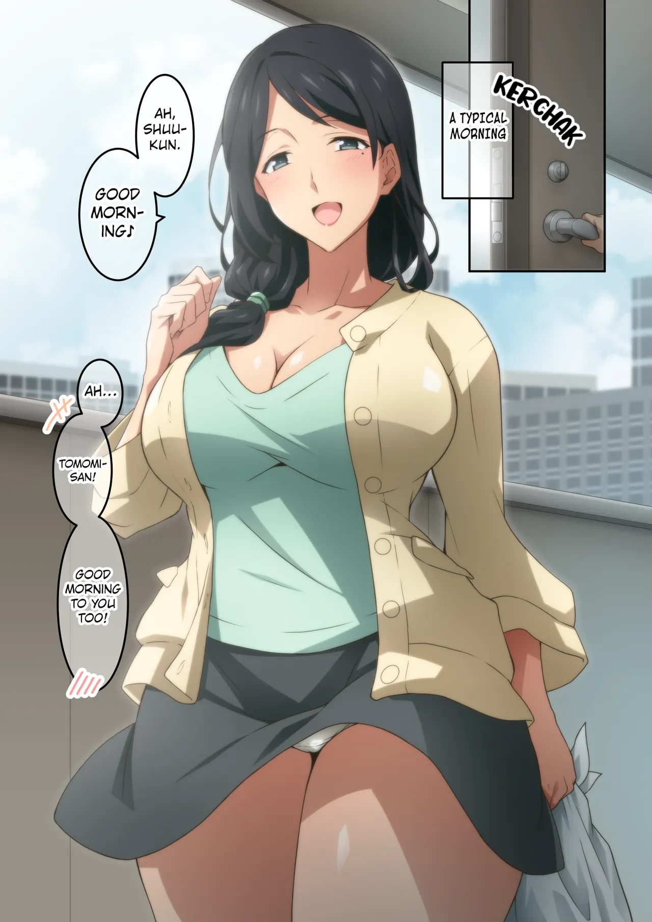 [Kaori no Chikara (Kaze no Koe)] Akogare no Rinjin no Hitozuma ni Jitaku no Toile o Kashitara Orei ga Onara datta [English] [Kuraudo]