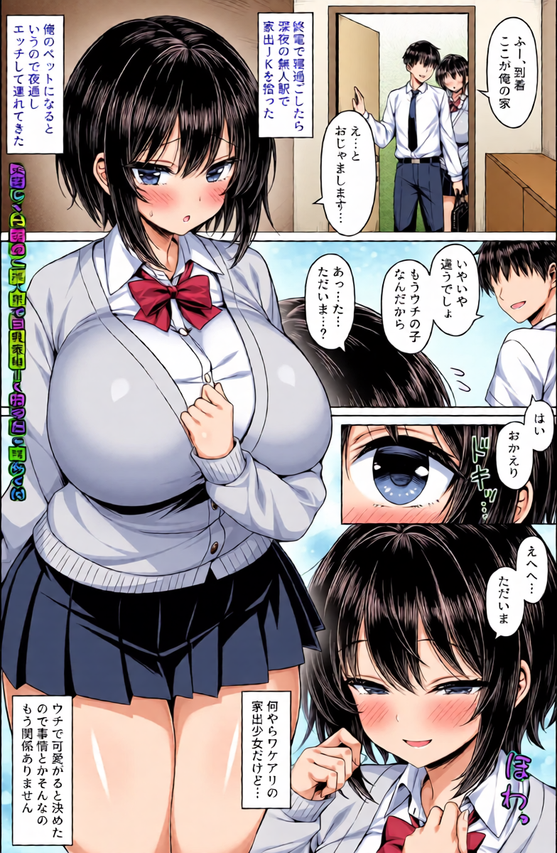 [Ichiokumangenjaya (2-G)] Shinya no Mujineki de Hirotta Kyonyuu Iede JK no Kainushi no Nichijou