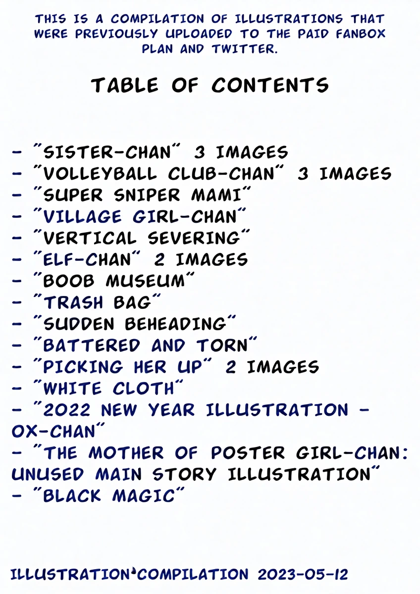 [Kubikiri] Sister-chan" and Other Short Works — Illustration Compilation