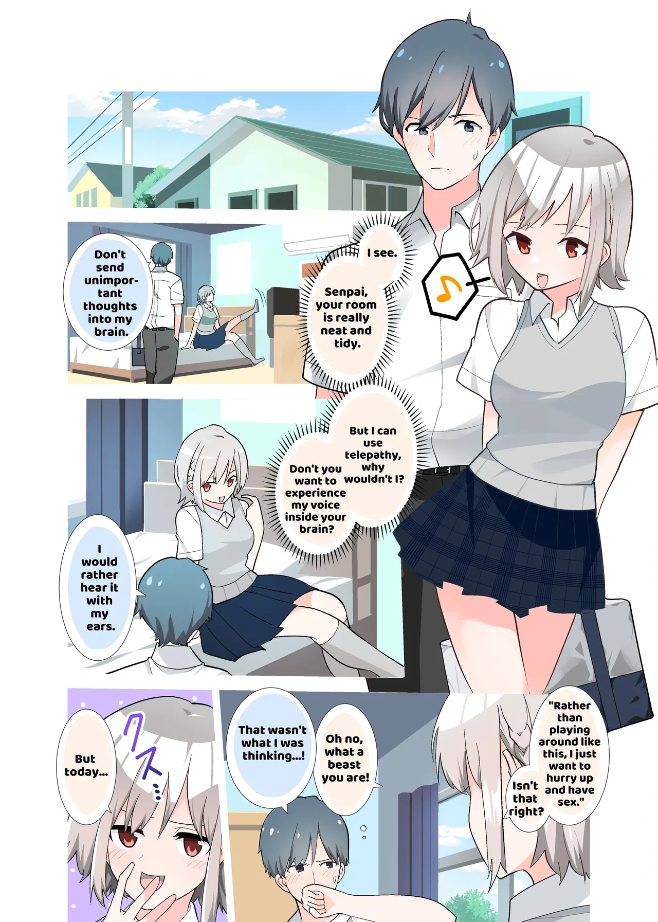 [Tou Kasokudou Jouge Undou] Telepath na Kouhai Kanojo ni Kougan Massage to Chikubi Zeme de Jirasarete Saigo wa Tekoki de Ikasaretai | I want to have my testicle massaged, nipples teased, and cum at the hands of my telepathic girlfriend. [English] [Penguin Piper]