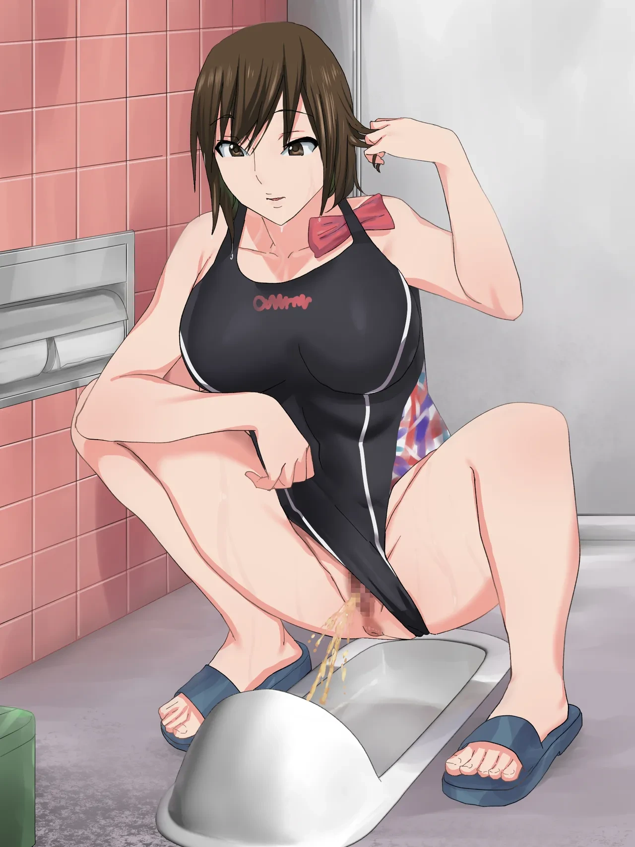 [Sanbaizu] ~Hada ni Haritsuku~ Kyouei Mizugi no Joshi Benjo