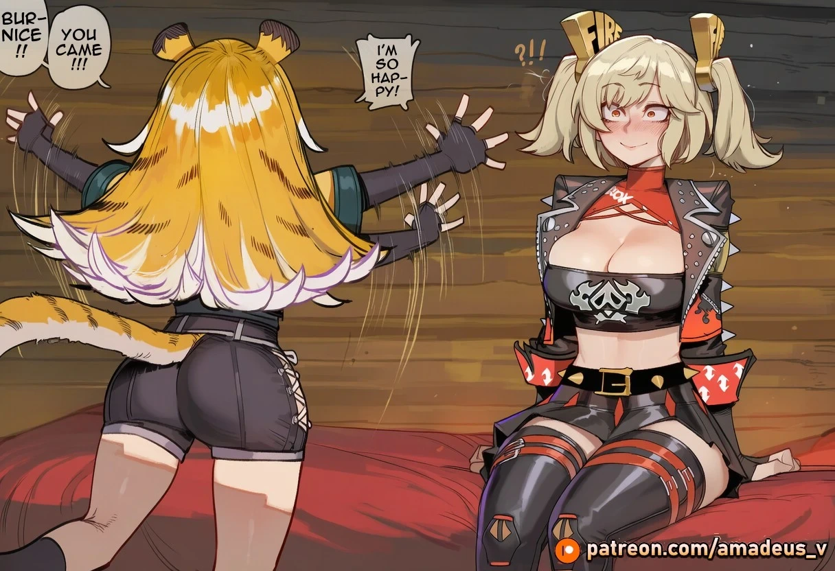 [Amadeus V] The Feline's Heat (Ju Fufu x Burnice White) [English] [Full Comic - AI Generated]