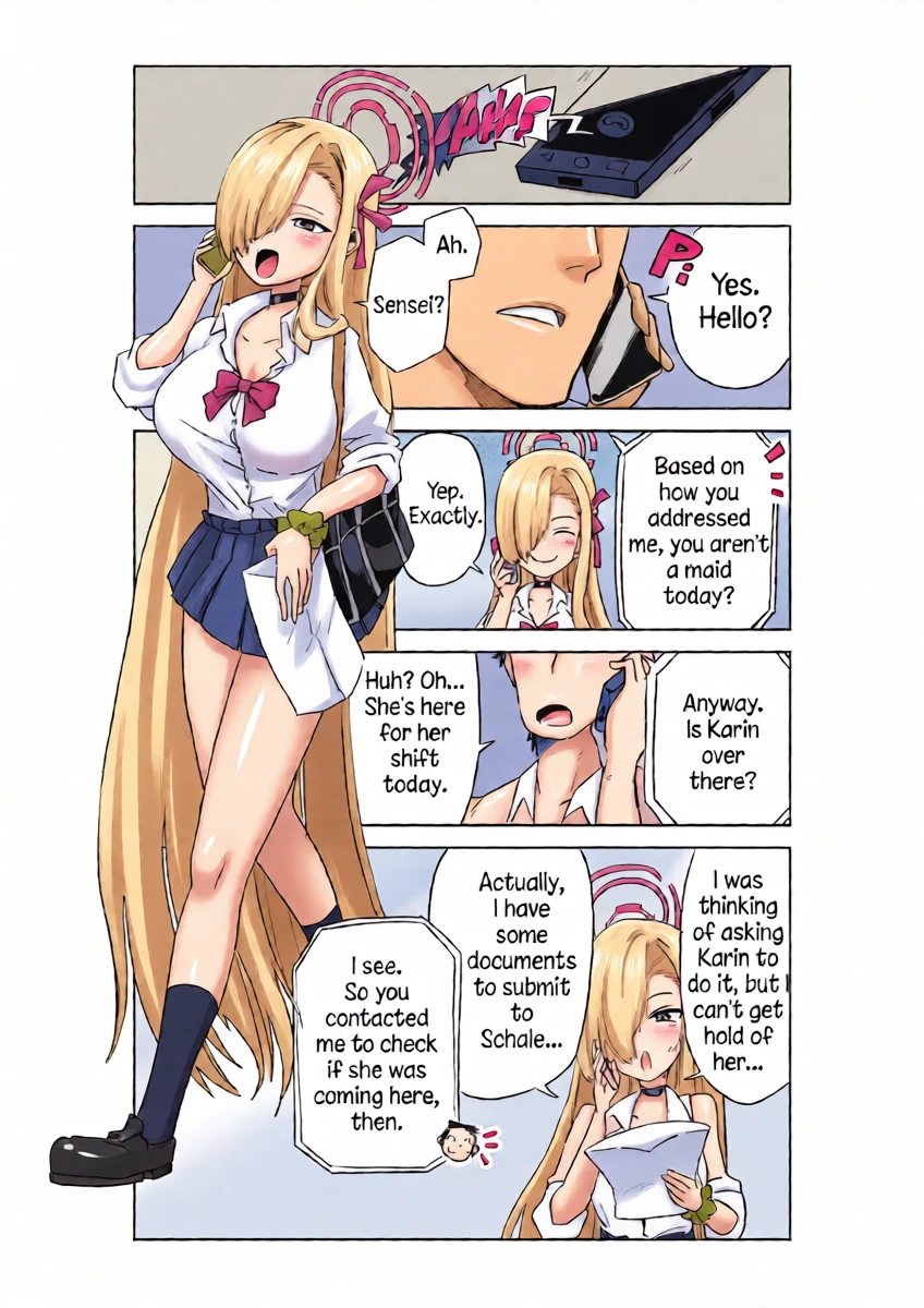 [Kyou Utamaro] Karin Assisting Sensei and Asuna Delivering a Forgotten Item (Blue Archive)