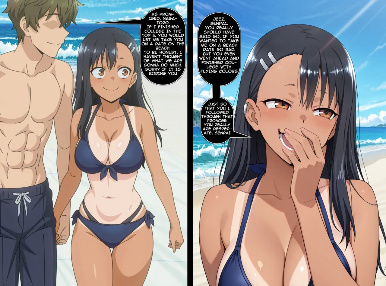 [GTSDimensionJumper] Giantess Comic - Beach Date with Nagatoro Goes Wrong [AI GENERATED]