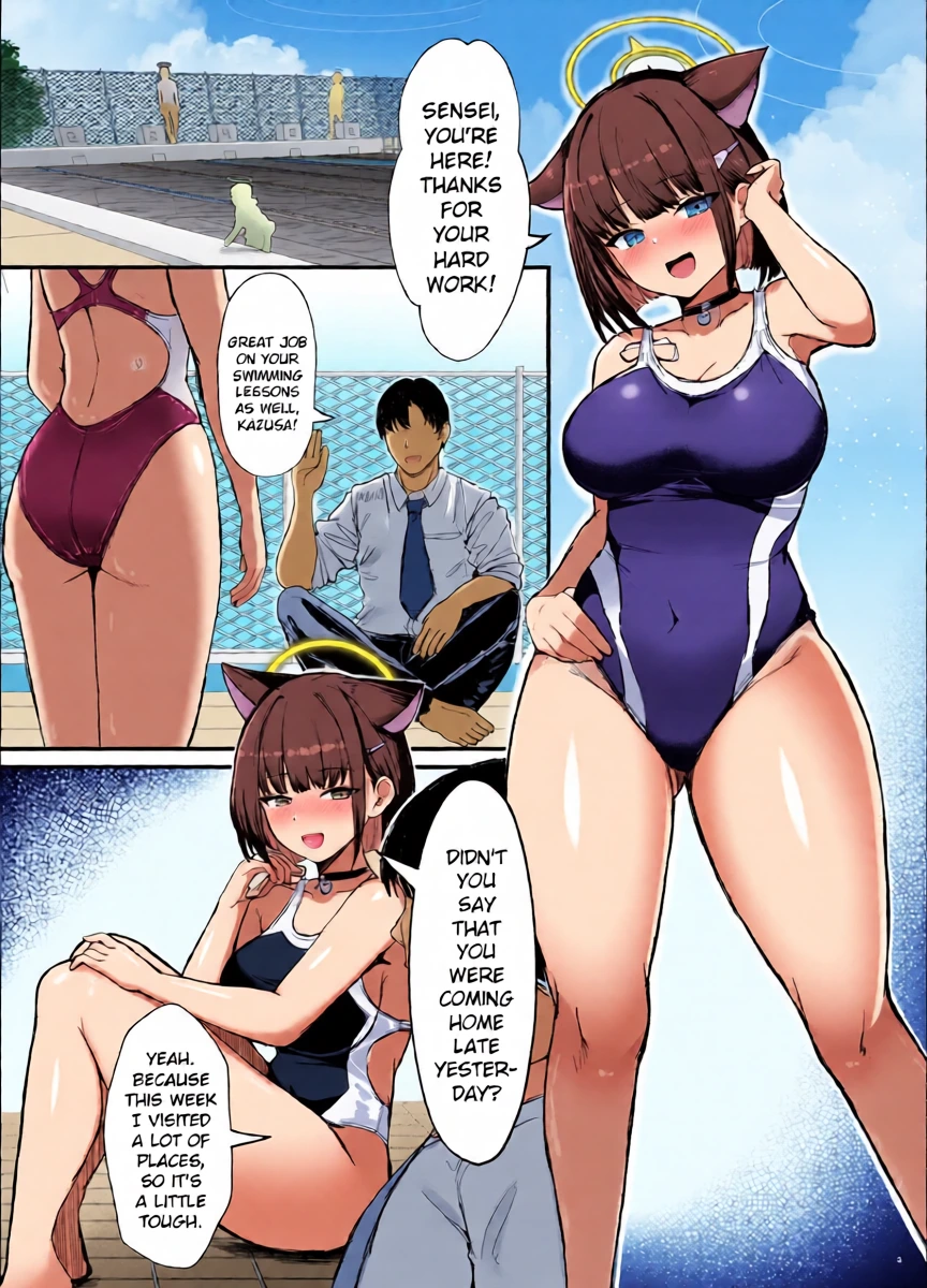 [Vivido (Kumasaku Tamizou)] Kazusa to Houkago Mizugi Ecchi | After-school Swimsuit Sex with Kazusa (Blue Archive) [English] [Hidden Base Scanlation] [Digital]