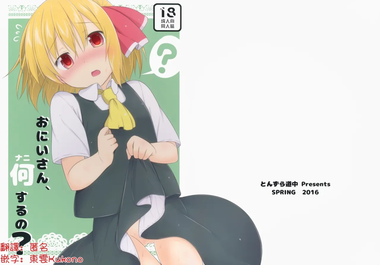 (Reitaisai 13) [Tonzura Douchuu (Kazawa)] Onii-san, Nani Suru no? | 哥，这什么啊 (Touhou Project)[Chinese] [明稿昨拖汉化组]