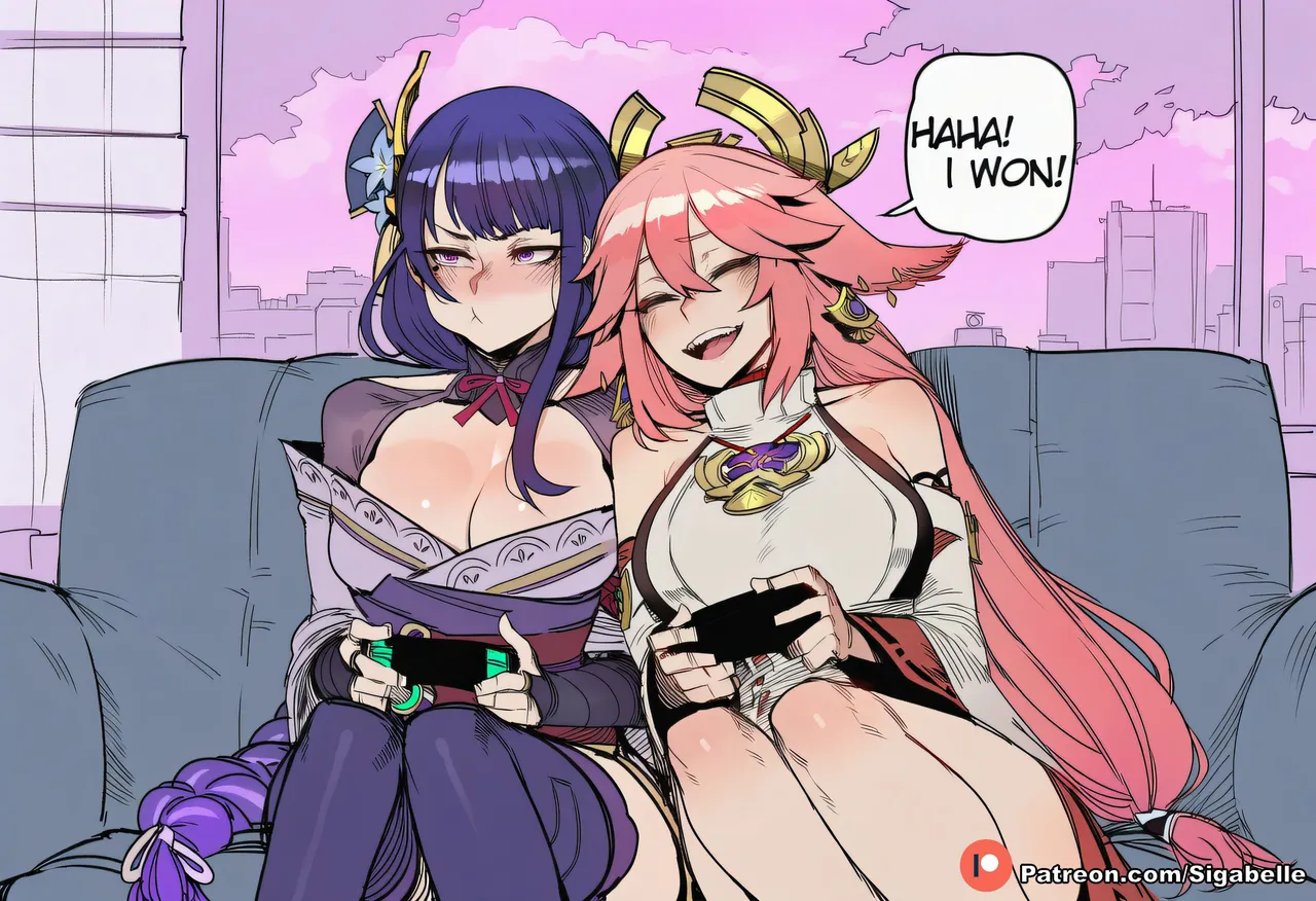 (Sigabelle)Raiden Shogun x Yae Miko [AI Generated]