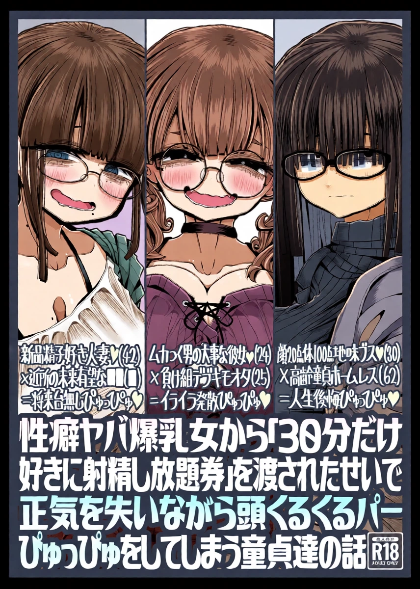 [Seken no Katasumi (Kaeruyama Yoshitaka)] Seiheki Yaba Bakunyuu Onna kara "30-pun dake Suki ni Shaseishi Houdaiken" o Watasareta Sei de Shouki o Ushinai nagara Atama Kurukuru Paapyuppyu o Shiteshimau Doutei-tachi no Hanashi [Digital]