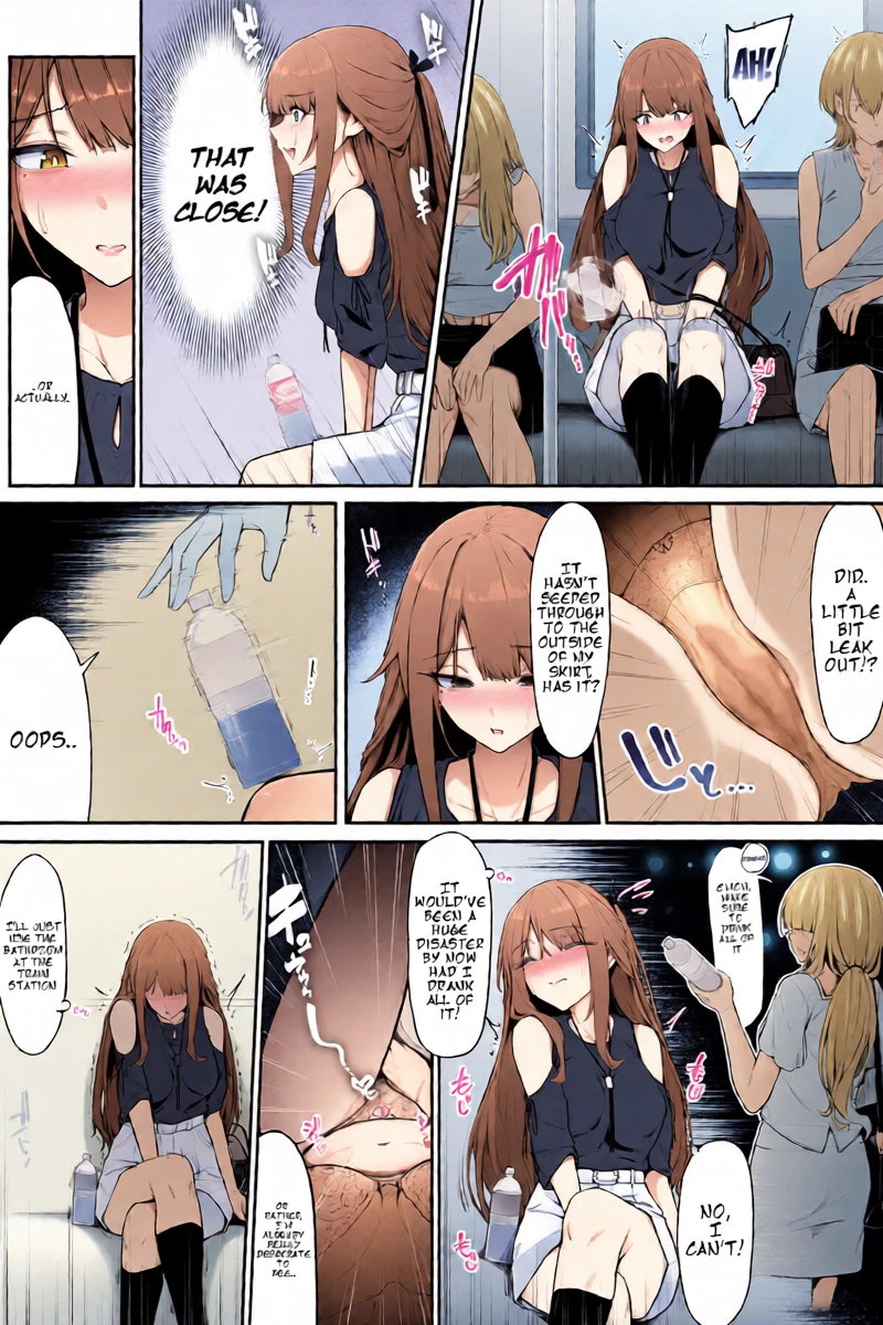 [Cocomachi] A woman who needs to pee but drinks water to help her pee