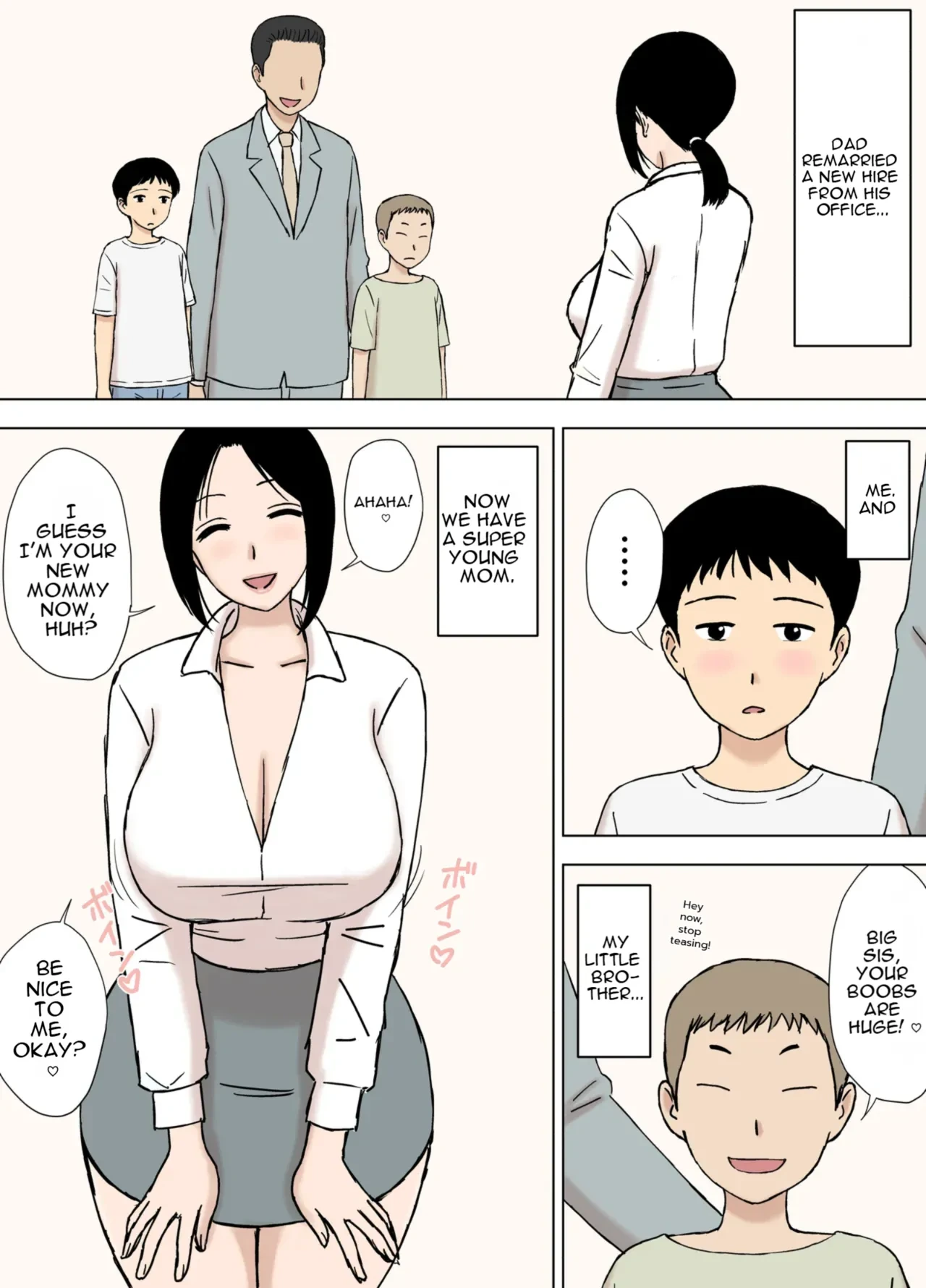 [Urakan] Bakunyuu Mama to Giri no Musuko-tachi | Busty Mom and Her Stepsons [English]