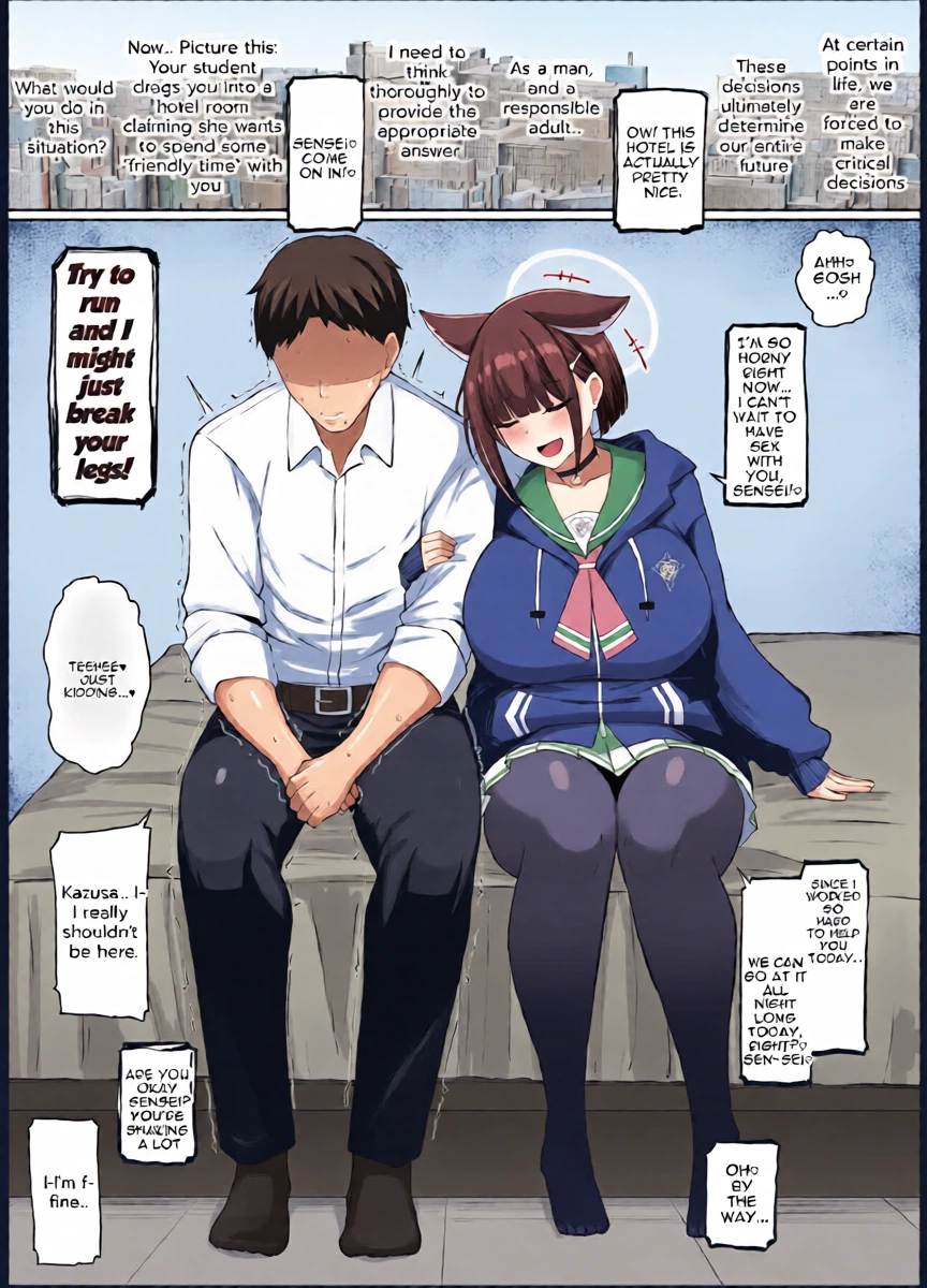 [Dogyaddo Naru Yanke (Naru)] Gaman Dekinaku natta Mesu ni Kateru Wake nai desho | Sensei can't Win Against a Girl At her Limit (Blue Archive) [English] [Digital]
