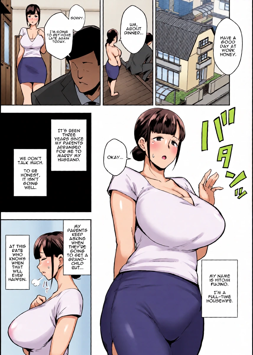 [Golden Bazooka (Gagarin Kichi)]  Proper Housewife with big tits | Netorareta Bakunyuu Seiso Zuma Hitomi -Oikko ni Torotoro ni Tokasaremashita- (English)