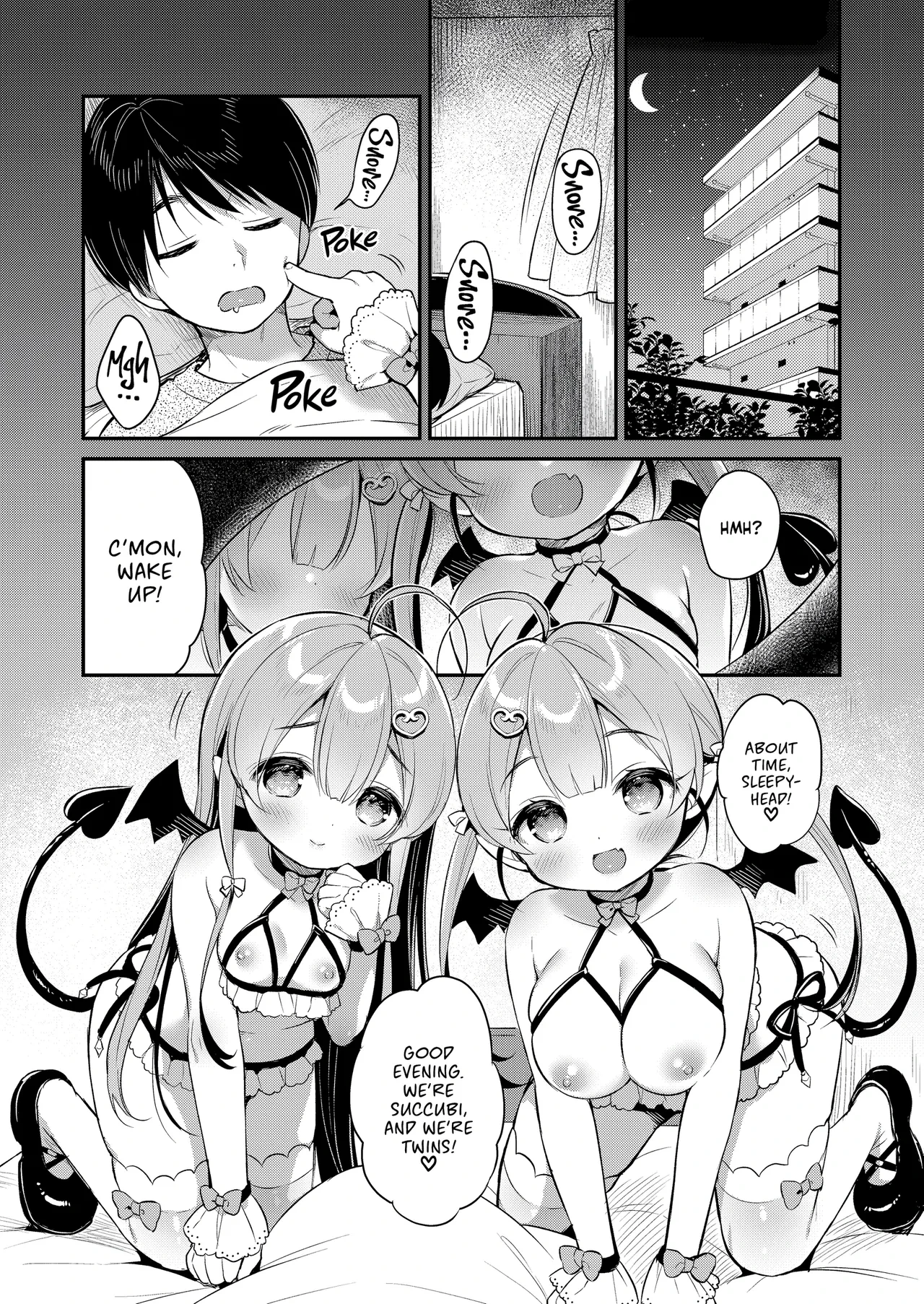 [Usacastle (Usashiro Mani)] Totsugeki Futago Succubus-chan | Attack of the Succubus Sisters [English] [J18] [Decensored] [Digital]