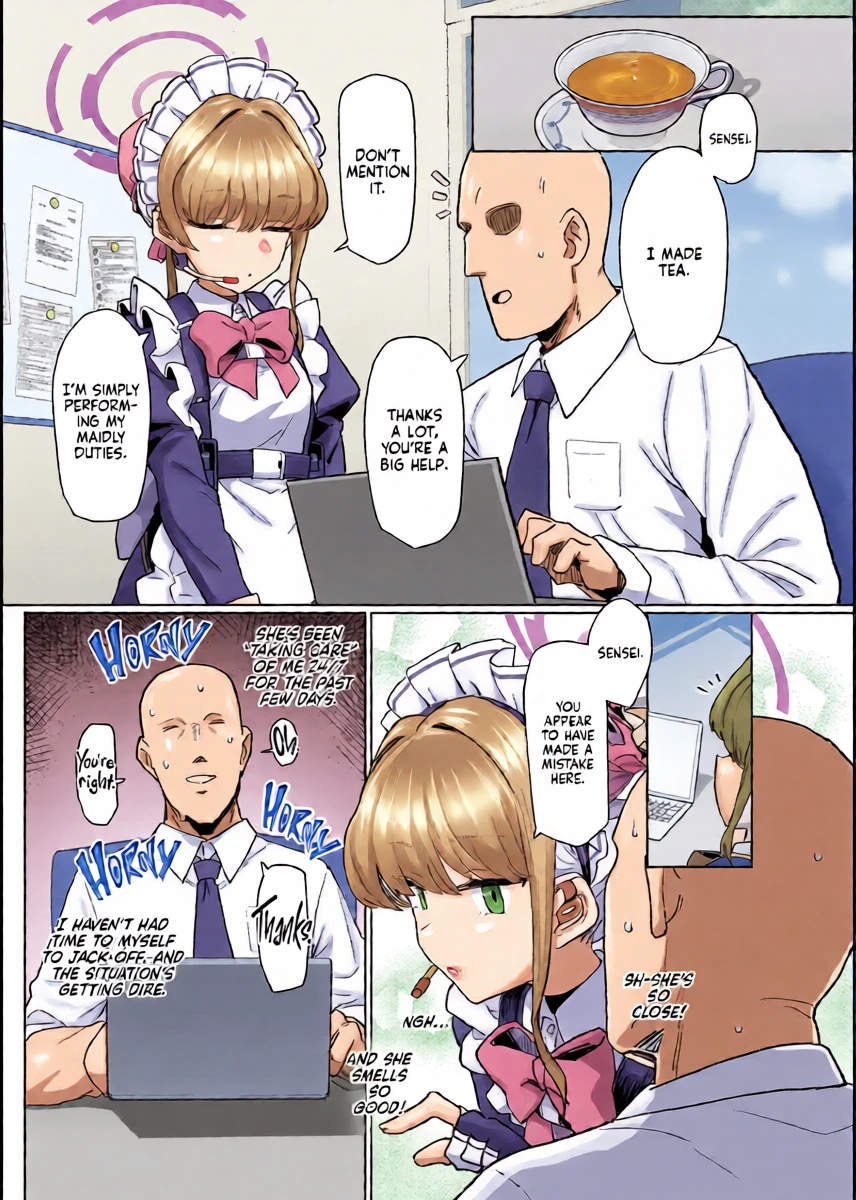 [Ballistic onahole (Б)] Dokidoki Toki Meki Maid Kiss | Maid Made for Making Out (Blue Archive)