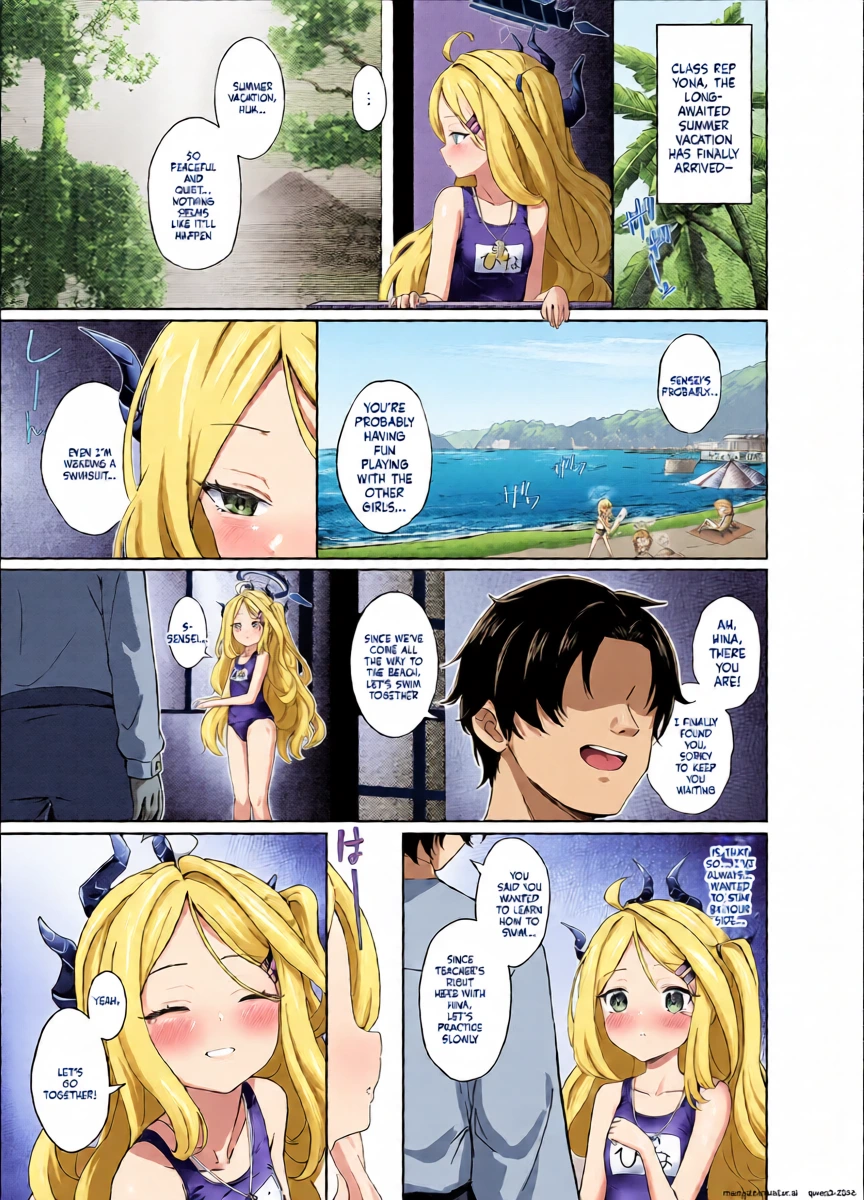 [Neko no Maccha Pafe (Chousetsu)] Natsubare, Takanami ni Chuui, Sensei - Dangerous Shorebreak Warning (Blue Archive) [English] [SCANMTL] [Digital]