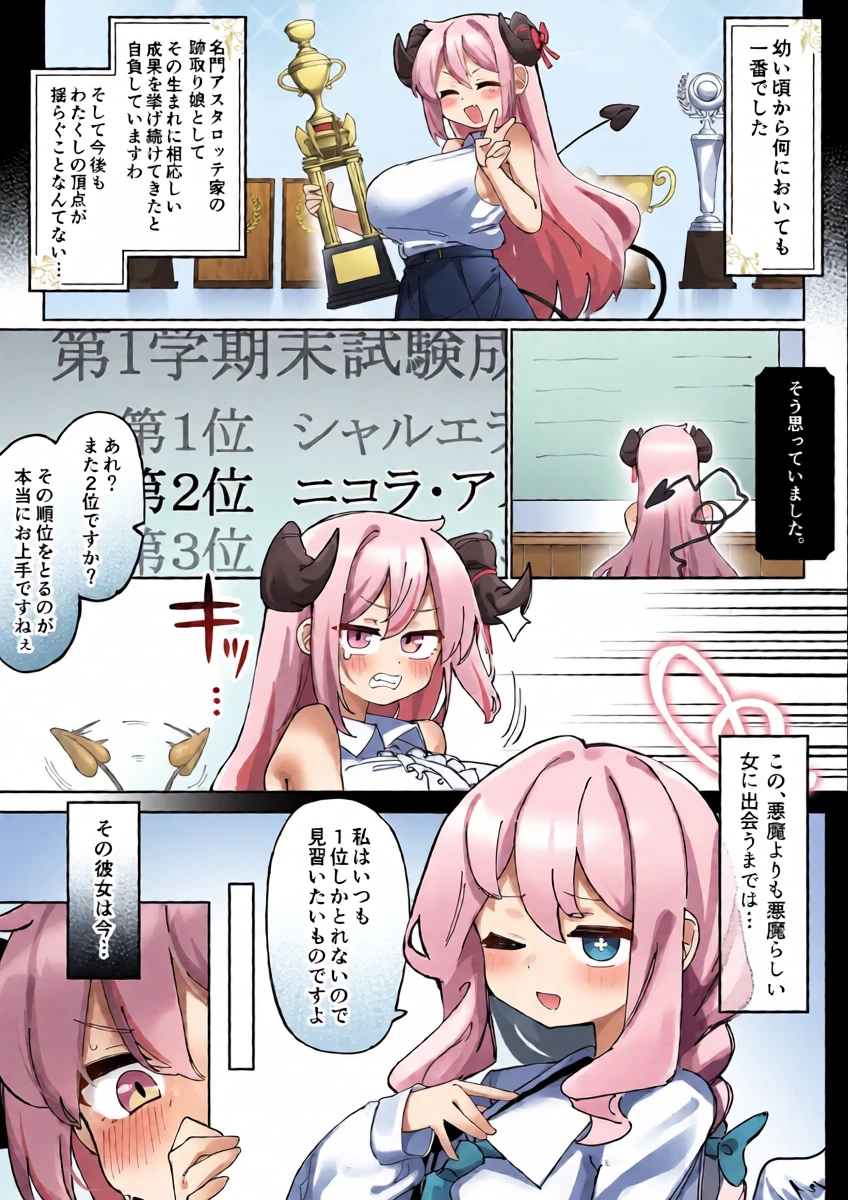 [ゼア・ラーク] 因縁のライバルが自分をオカズにシているところを目撃してしまった爆乳お嬢様の漫画 (ブルーアーカイブ)