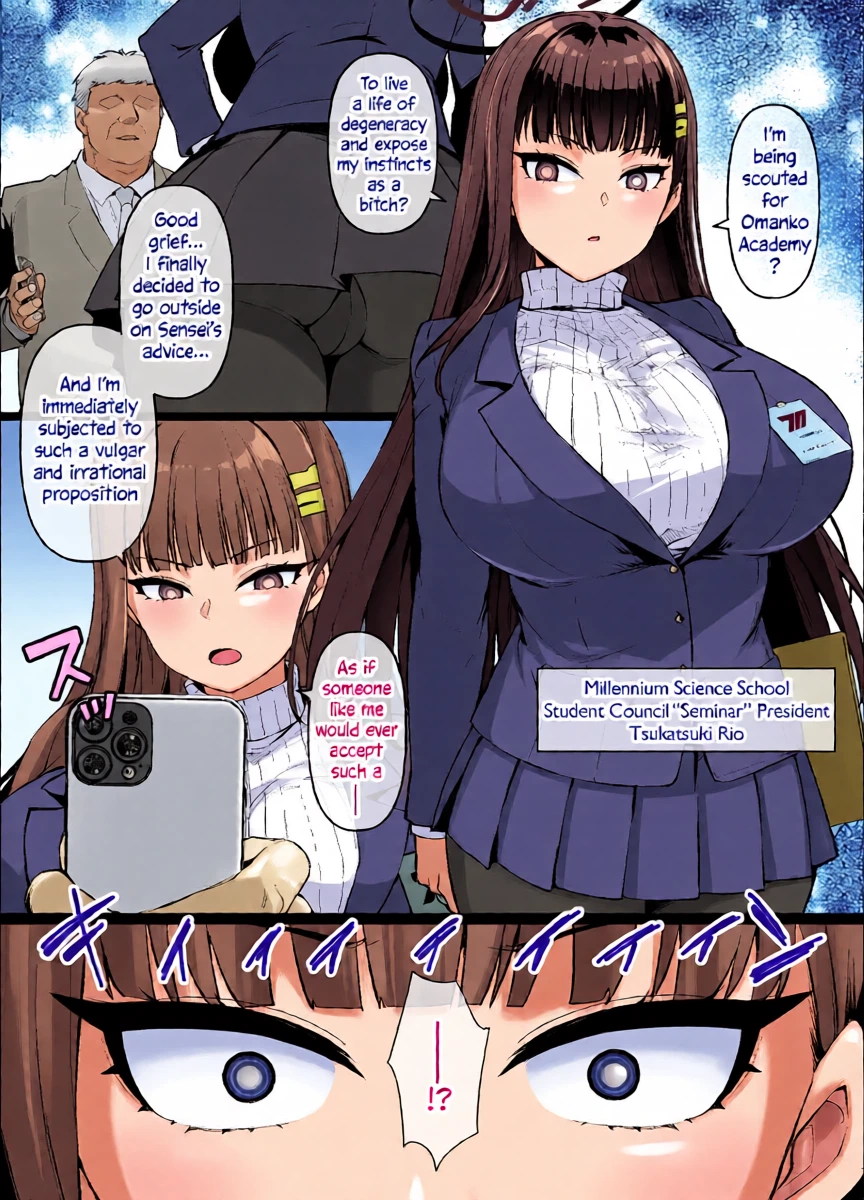 [Kusayarou] Blue Archive MC Tsukatsuki Rio ga Maso Mesu Bitch ni Otosare Omanko Gakuen ni Tenkou suru Manga 9P (Blue Archive) [English]