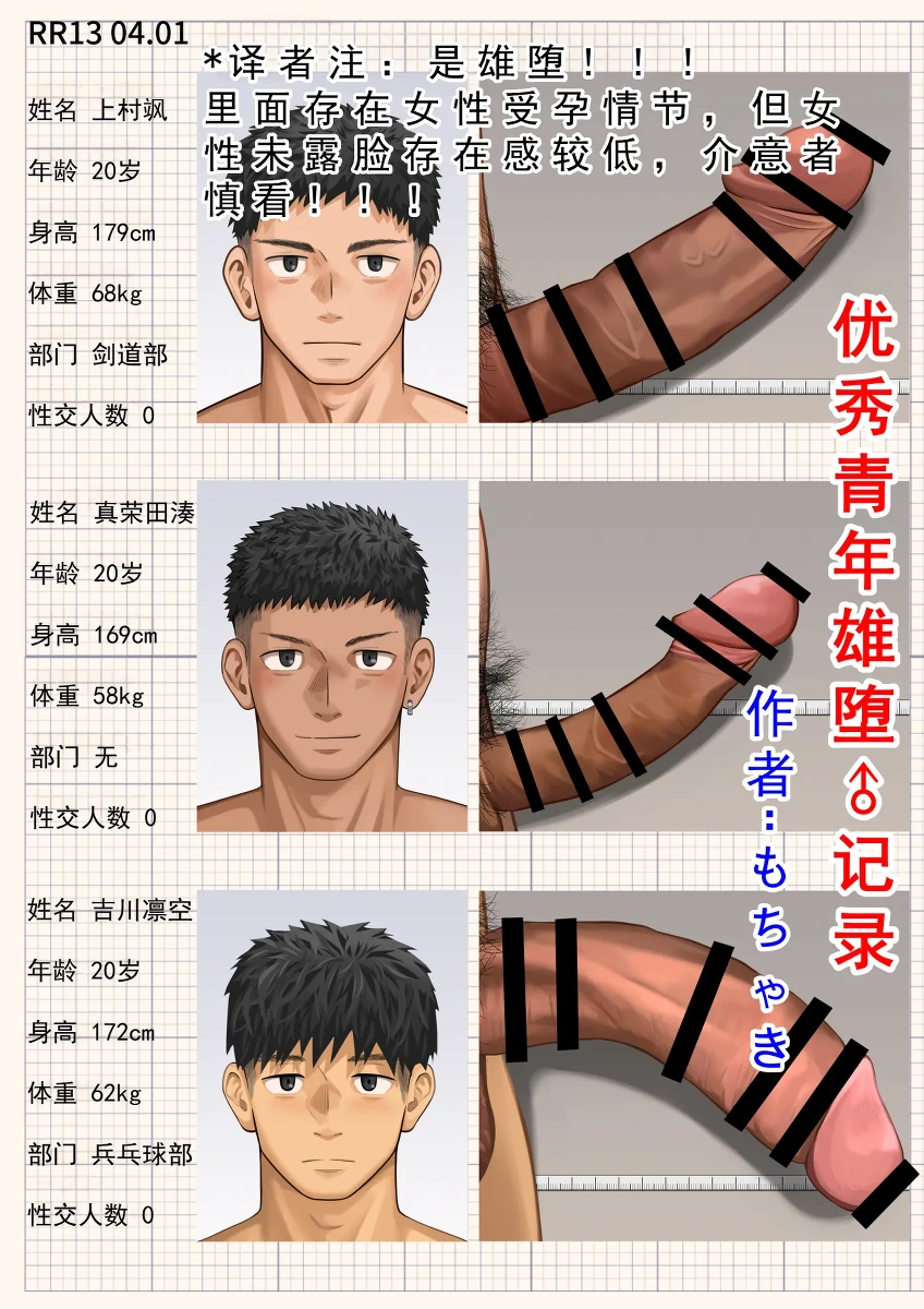[もちゃき] 优秀青年 雄堕 记录 [Chinese]