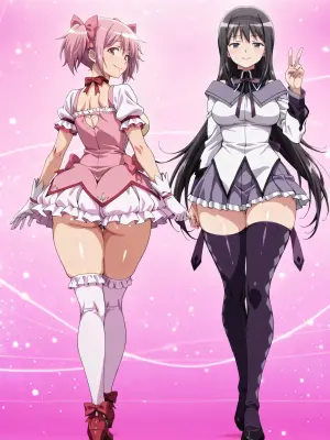 (Plushie Ai 69) Madoka Kaname x Homura Akemi (Puella Magi Madoka Magica) (Patreon)[AI Generated]