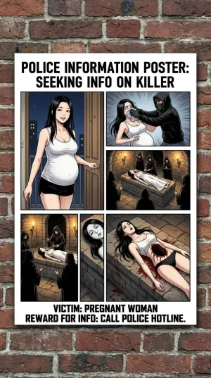 Crime Info Poster #2:  Ritual Sacrifice of Pregnant Victim (AI Generated)