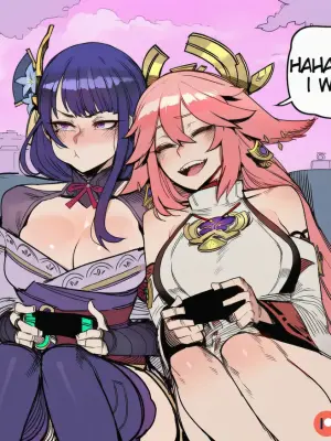 (Sigabelle)Raiden Shogun x Yae Miko [AI Generated]