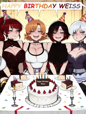 [Phanary] Weiss(Futa) x RWBY Girls Happy Birthday! [AI Generated]
