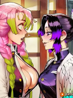 [Amadeus V] Semen Slayer (Mitsuri Kanroji x Kochou Shinobu) [English] [Full Comic] [AI Generated]