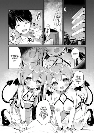 [Usacastle (Usashiro Mani)] Totsugeki Futago Succubus-chan | Attack of the Succubus Sisters [English] [J18] [Decensored] [Digital]